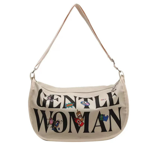 Gental Women Canvas Sider Bag (Off White)